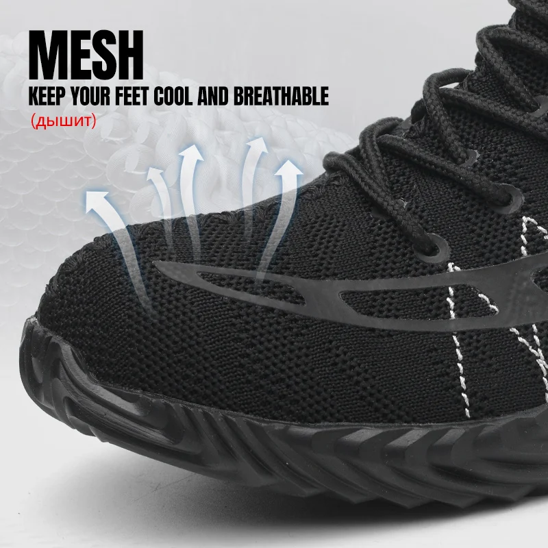 Мужская зимняя Рабочая обувь; Защитная Рабочая обувь со стальной вставкой на носке обувь; Рабочая обувь с защитой от скольжения; Легкие и дышащие; Строительство тапки