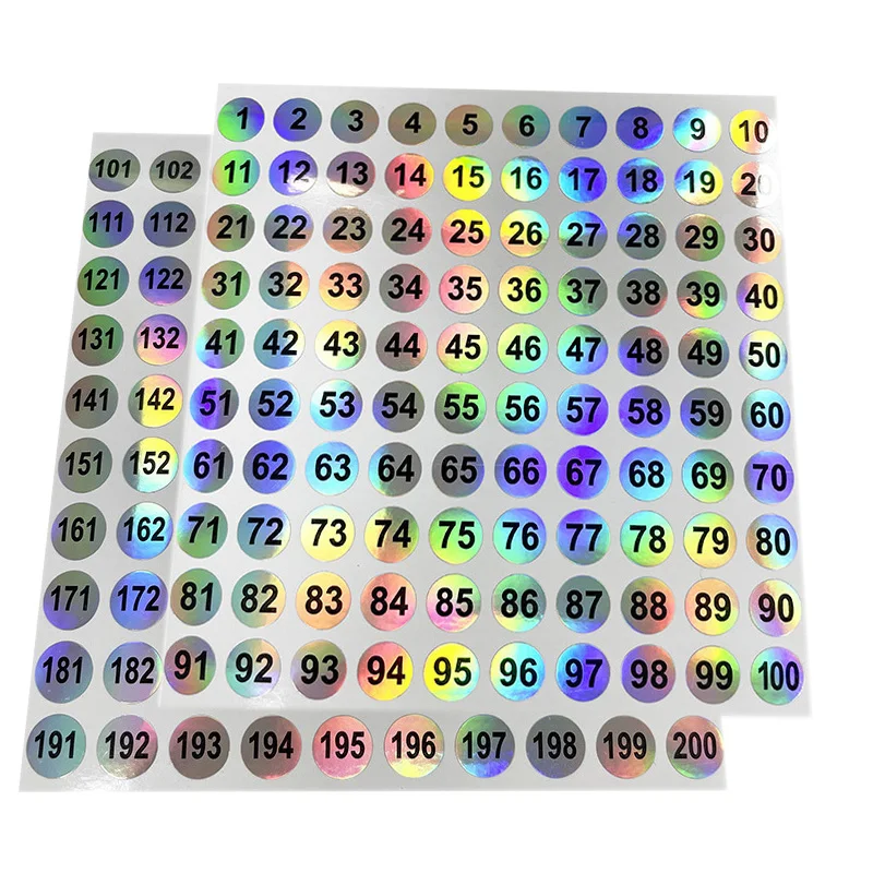 Наклейка с голограммой номер 1-100 10 мм/шт.