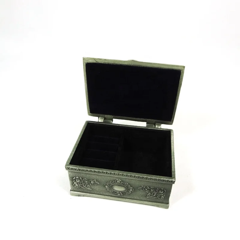 Fashion Square Metal Necklace Box In Pewter Plated