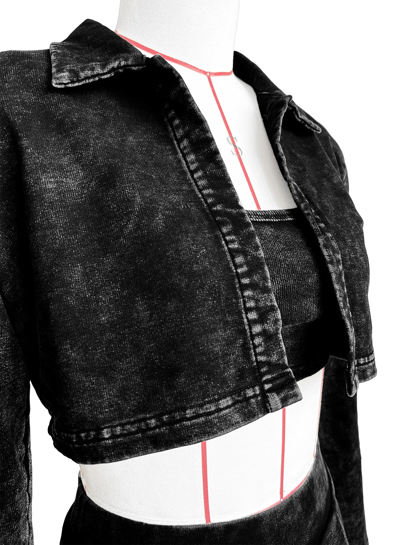 2024 Spring  Outfits Sexy 3 Pieces Set Women Long Sleeve Washed Shirts and Mini Skirts+Pants and Tank Top