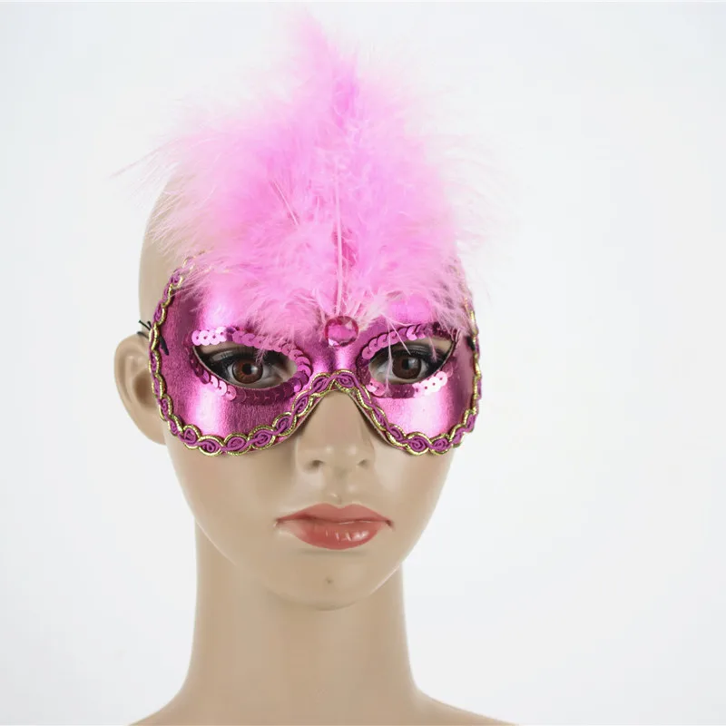 2020 New design Multicolor feather water drill mask Venice masquerade party factory supply