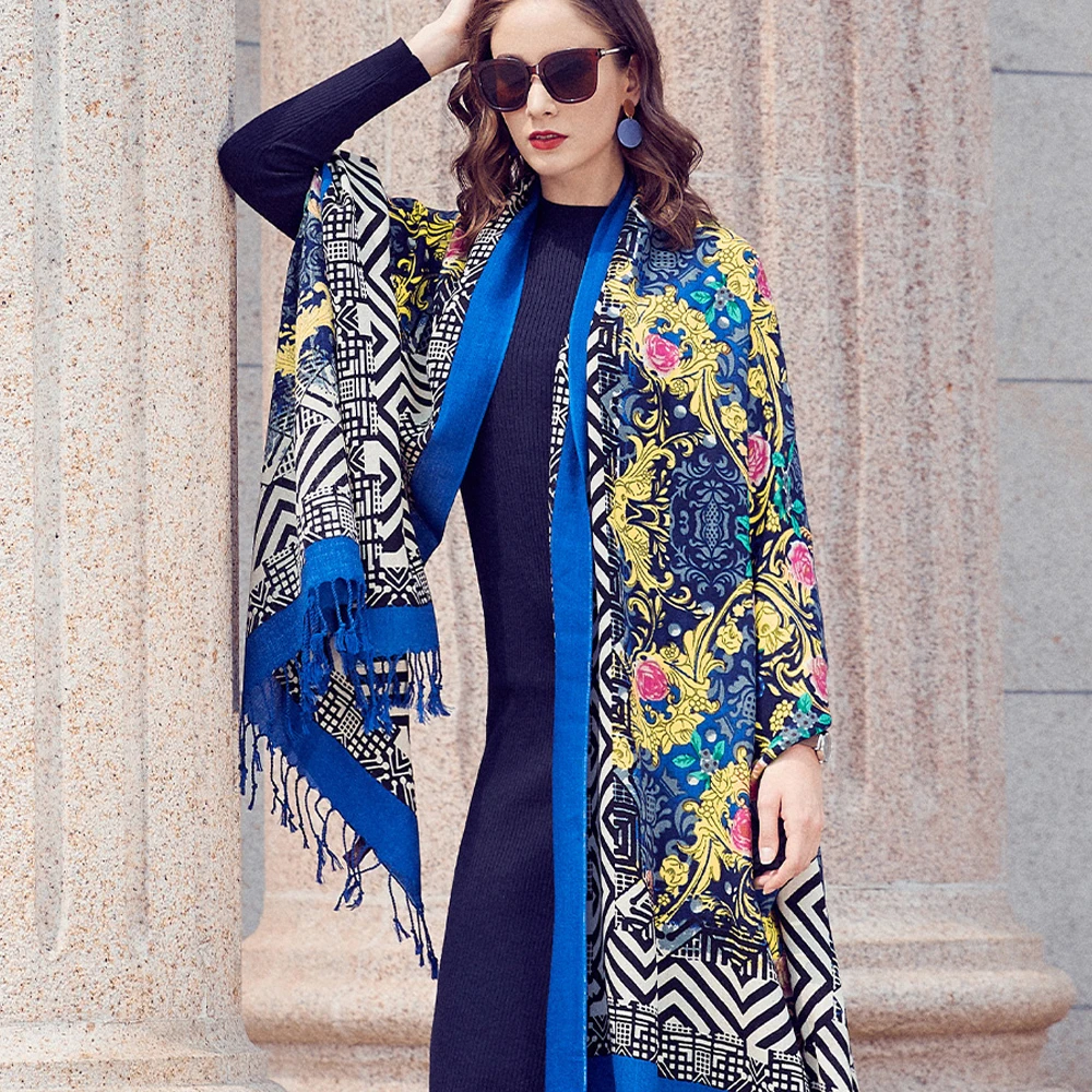 Зимняя кашемировая шерстяная шаль ручной работы Manxiang, модный дизайнерский шарф