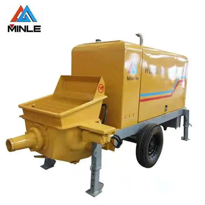 MINLE diesel pump 15 20 30 40 M³/H trailer  small concrete pump diesel concrete machinery pump for sale