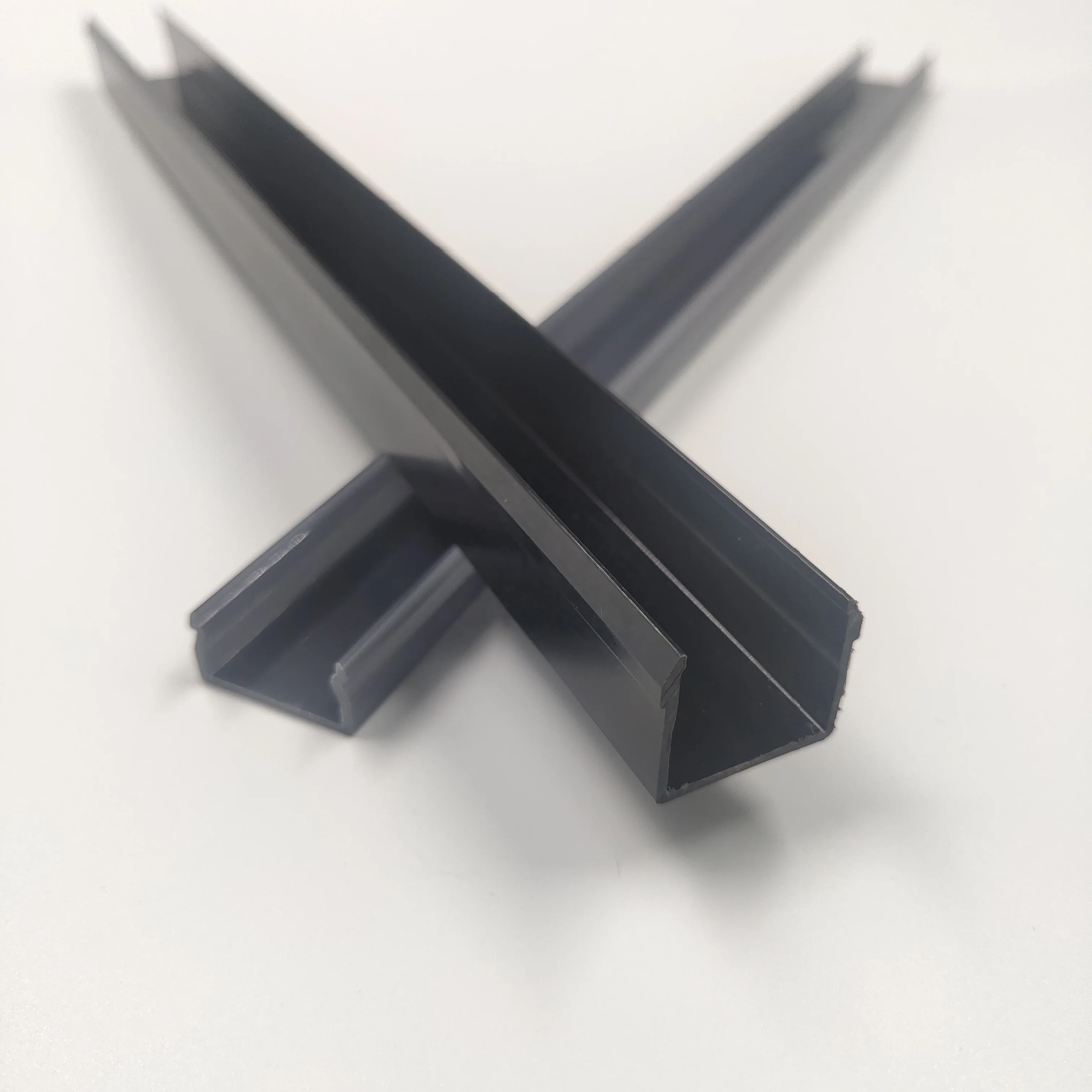New plastic extrusion as frosted lens for linear lighting match of the platform matte dark black lens finished