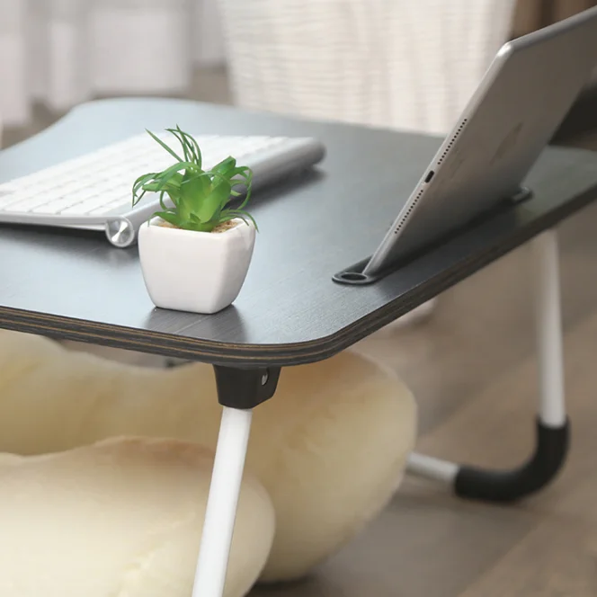 Portable Folding Laptop Desk Computer Notebook Table Stand Tray  for Sofa Bed (Wooden)