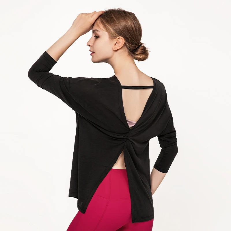 Private Label Long Sleeve Athletic Wear Fitness Loose Recycled Organic Yoga Clothing for Women