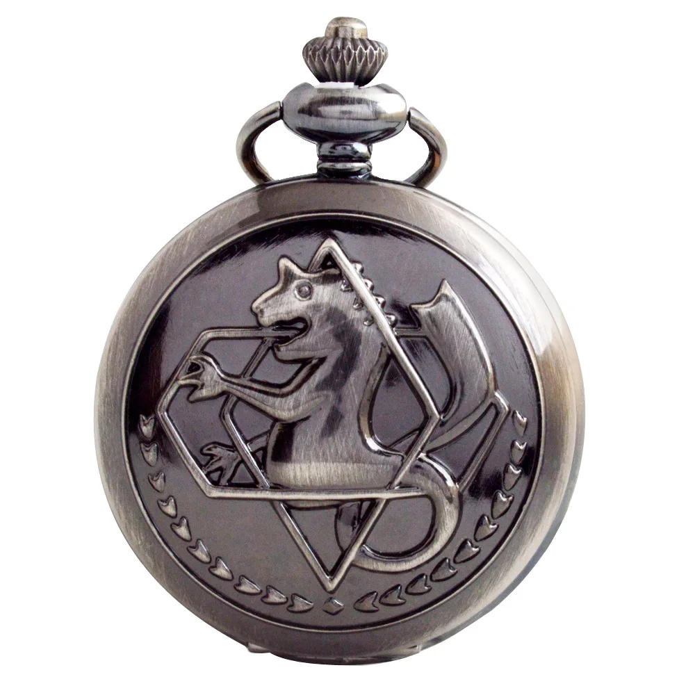 Quartz Watches Chain Bronze Anime Alchemist pocket watches with Gift box