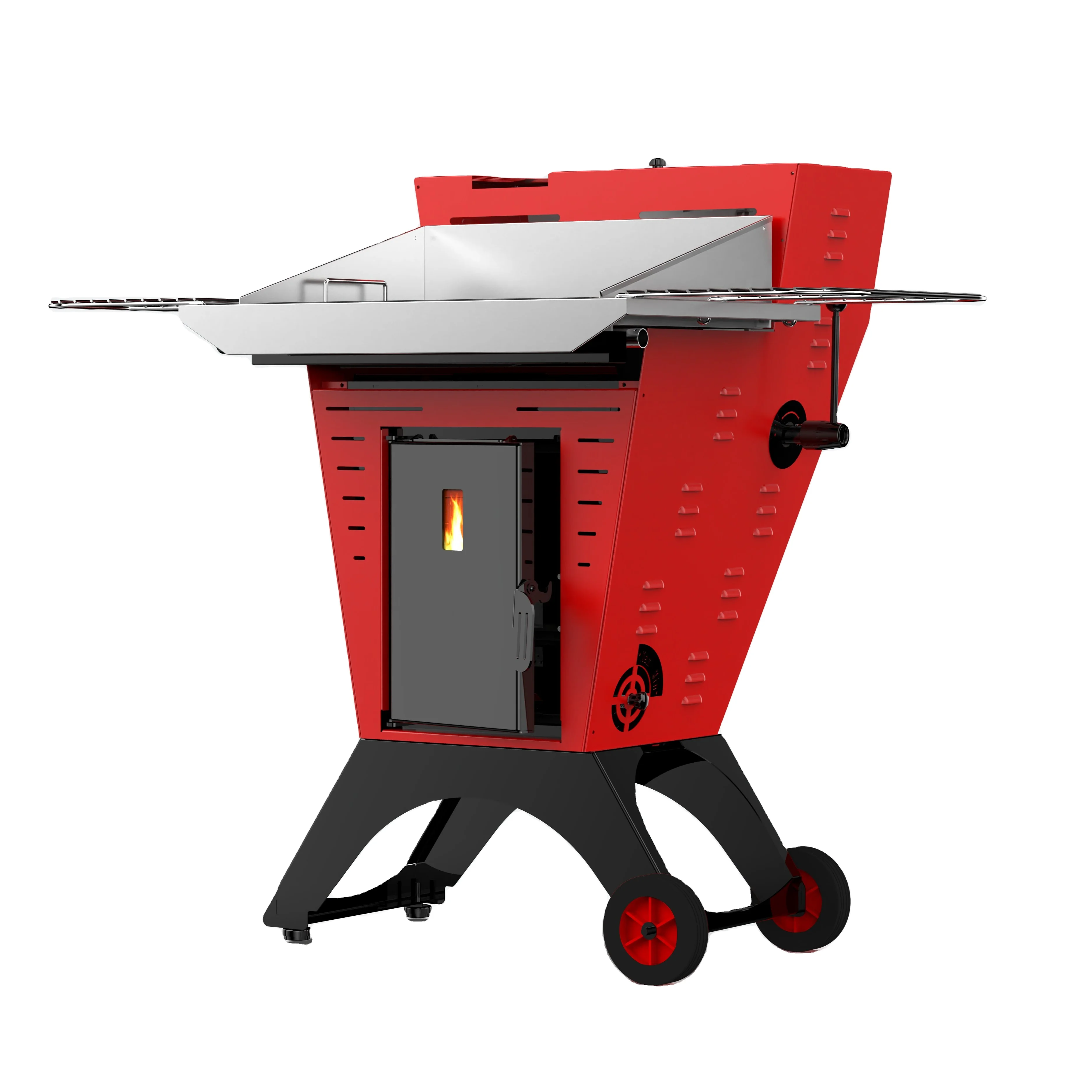 BBQ01 Freestanding Camping removable Pellet cooking Stove Outdoor BBQ Smoking Grill With Wheel