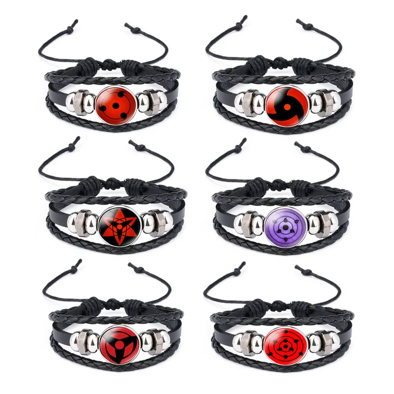2021 Trendy Anime Narutos Sharingan Eye Bracelet Vintage Figure Leather Bracelets Fashion Weave Bangle For Men Jewelry Gifts