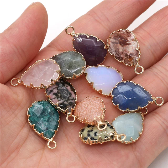 Wholesale Water Drop Natural Stone Pink Crystal Opal Charms for Jewelry Making DIY Necklace Pendant