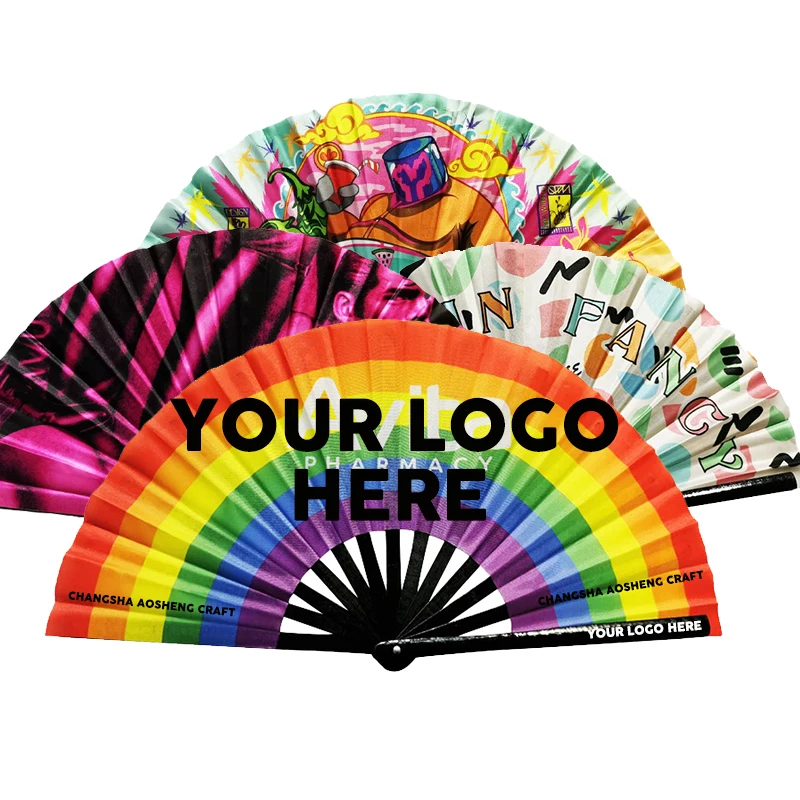 Оптовая продажа, большой складной Ультрафиолетовый реактивный ручной вентилятор с принтом, 13 дюймов, большой складной бамбуковый вентилятор, большой клубный вентилятор для мероприятий