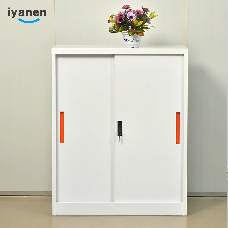 China Customized Design 2 Sliding door Inside 3 Floor Low Height Steel Fireproof Multi-used Office Filing Storage Cabinet