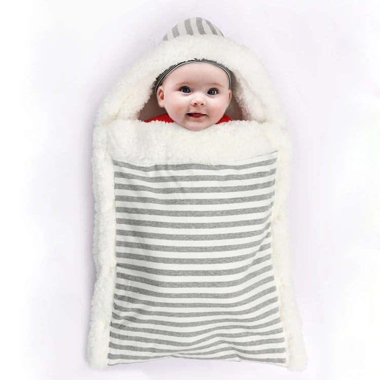 Newborn Knit Plush Receiving Blanket Stroller Wraps Warm Envelope Sleeping Bag