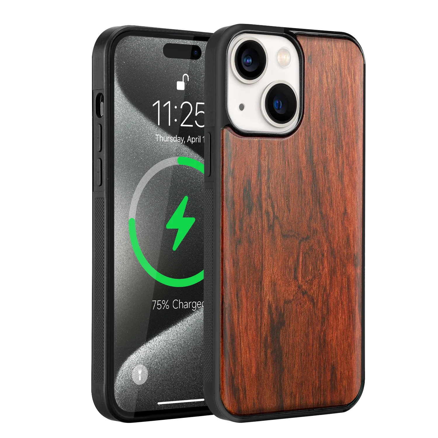 High Quality Engravable Wireless Charging Magnetic Wooden Phone Case Cover For iPhone 15 14 13 12 Pro Max