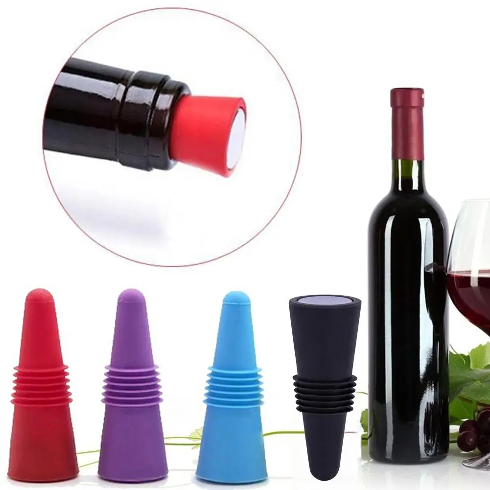 Reusable Silicone Bottle Stopper for Red Wine Champagne Beer & Beverage Custom Logo Barware & Tools Cone Lid Sealing Top Cover