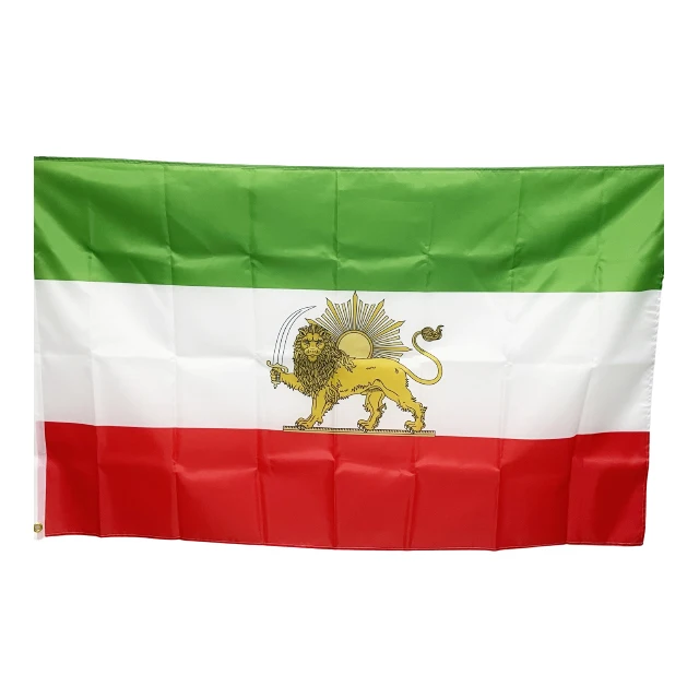 Factory Wholesale Vivid Colors 100% Polyester 3x5ft Historical Iranian Flag With Lion Sun and Crown Flags, Banners