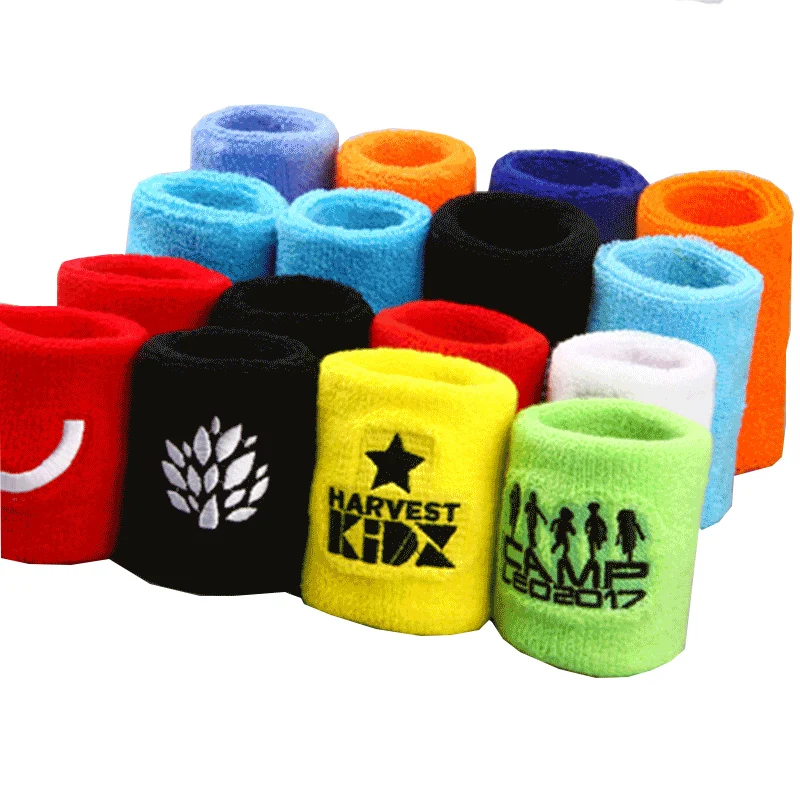 Fitness Elastic Embroidered Terry Towel Cotton Wrist Sweatbands Band  with Custom Logo  wristband deportivaFor Sports