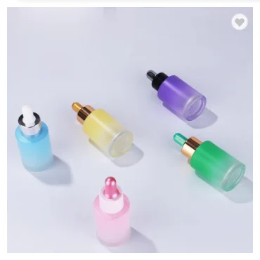 macaron color pink violet yellow blue green flat shoulder essential oil glass dropper bottle 30ml 1oz for serum