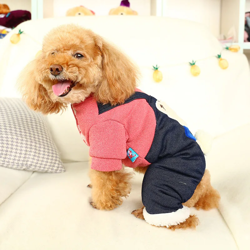 New arrival pet dogs jeans suspender trousers dogs shirt with jeans pant