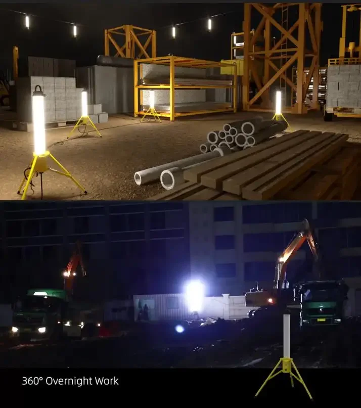 New Product Outdoor Hanging Portable  Connectable IP54 65W Construction Site Camping LED 360 Beam Angle Cylindrical Work Light