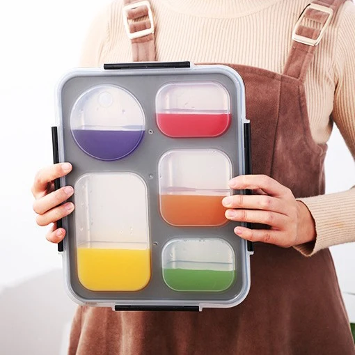 New each compartments leakproof 4 buckles PP lid hot water thermal bottom 304 stainless steel 4/5 compartments bento lunch box