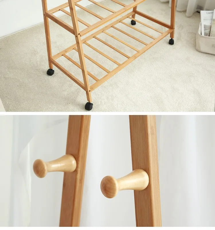 New design style high quality modern furniture bamboo bathroom hand coat rack cloth hanger stand in living room