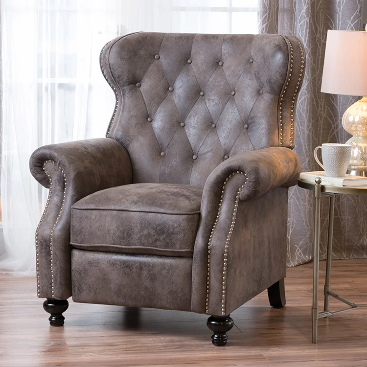 Living room Greyish Brown push back sofa