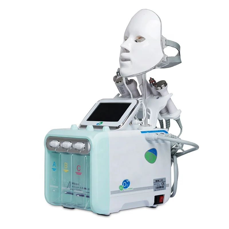 H2O2 Facial Deep Cleaning Machine Skin Care 7 in 1 Hydro Dermabrasion Machine Led Mask Skin Rejuvenation Acne Treatment