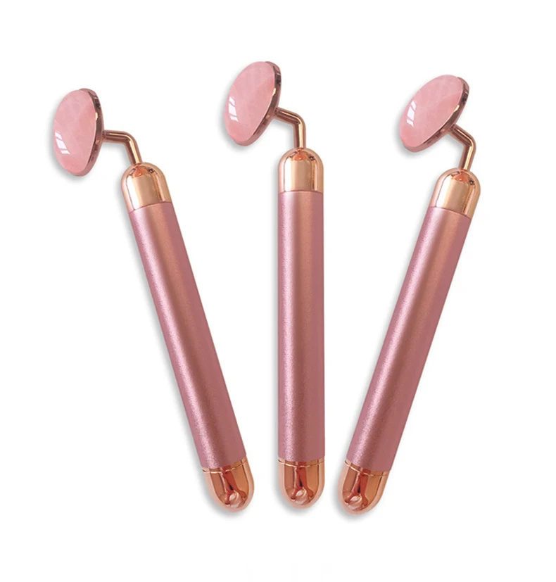 
2019 New Trends Electric Vibrating Massager Jade Roller Rose Quartz Facial Massager 