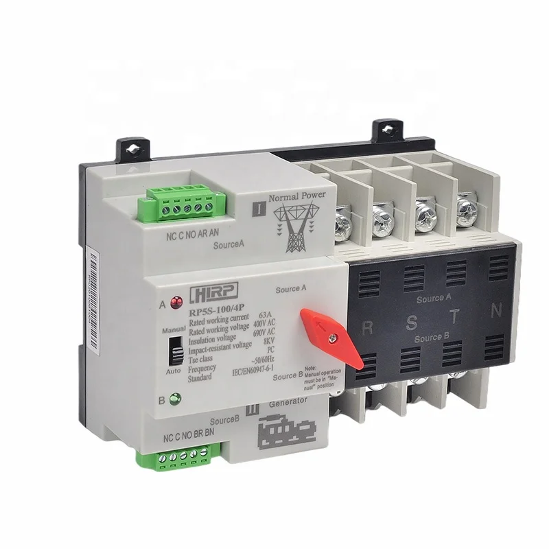Новый дизайн автоматического включения резерва RP5S-100 4 полюса 100Amp перекидной