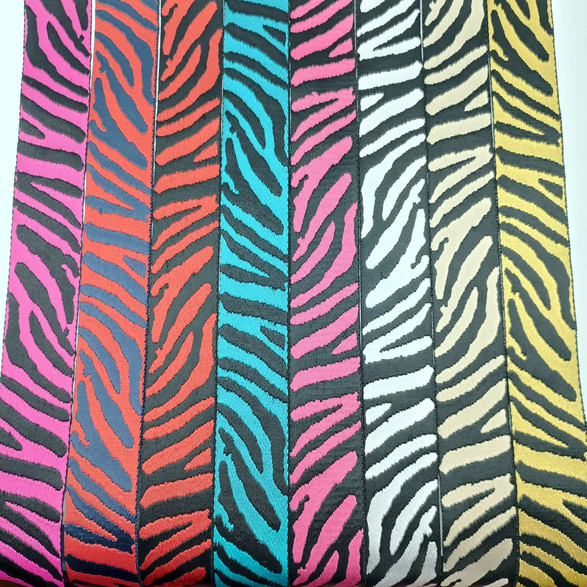 5cm Wide Zebra Stripe Printing Guitar Strap Belts Ribbon Jacquard Bag Purse Strap  Polyester Nylon Webbing