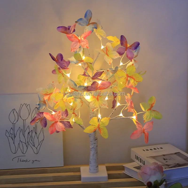 L Hot selling LED Halloween Thanksgiving Christmas holiday event wedding decoration birch trees butterfly light tree for sale