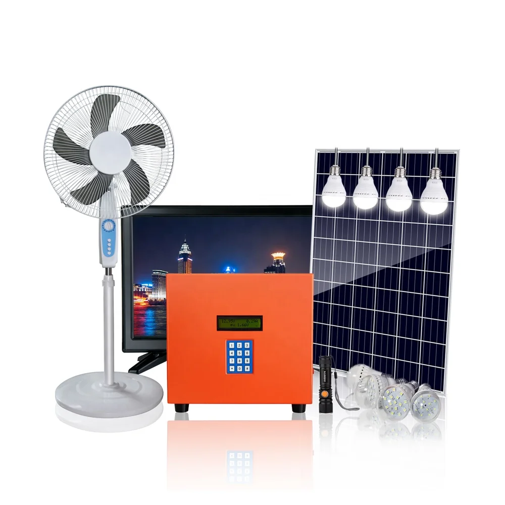 Prepaid household solar panel lighting kit with DC Lights accessories 80W solar power system from Chinese manufacturer