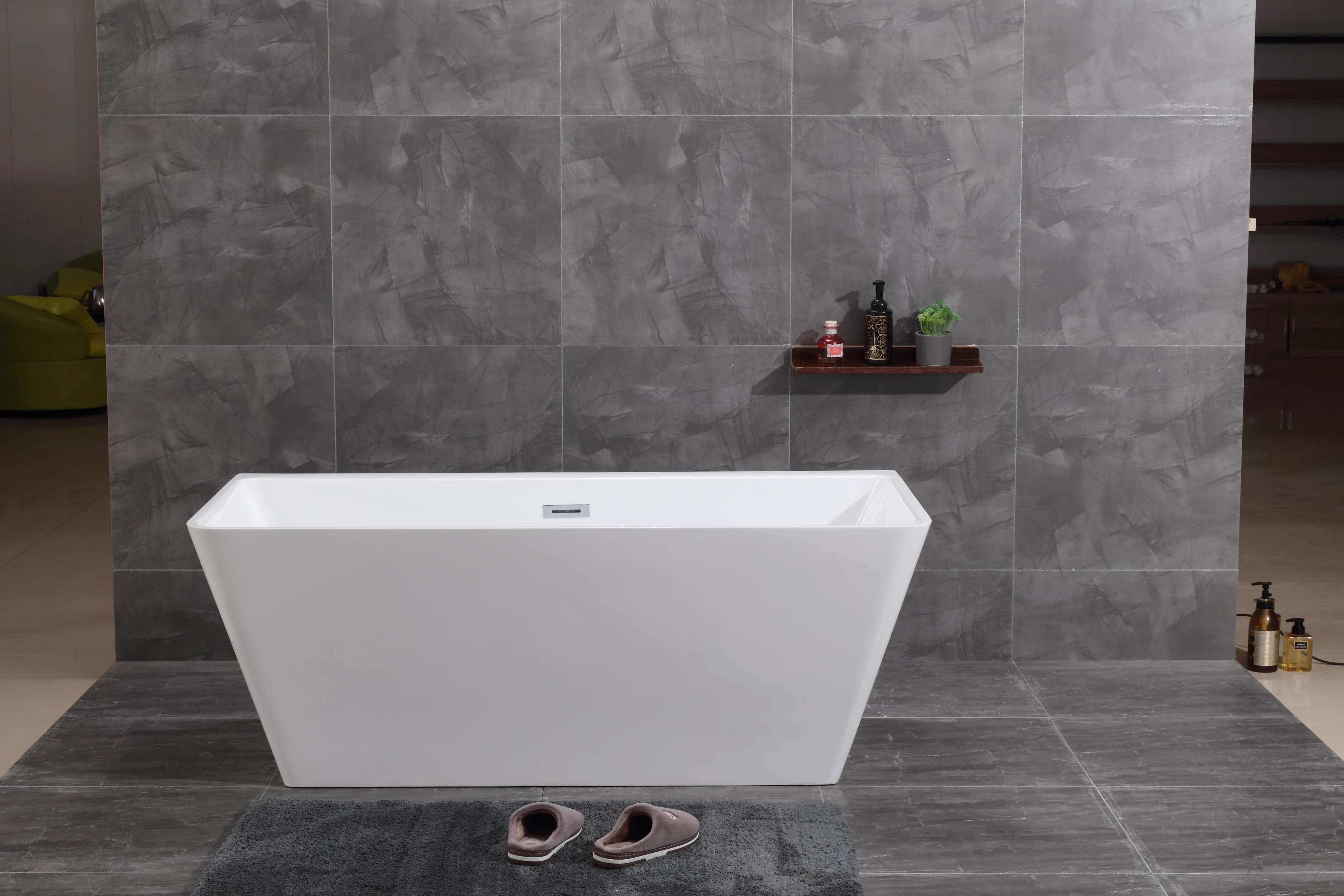 Household multi-size thickened double small apartment deepen bathtub acrylic integrated sitting modern independent bathtub