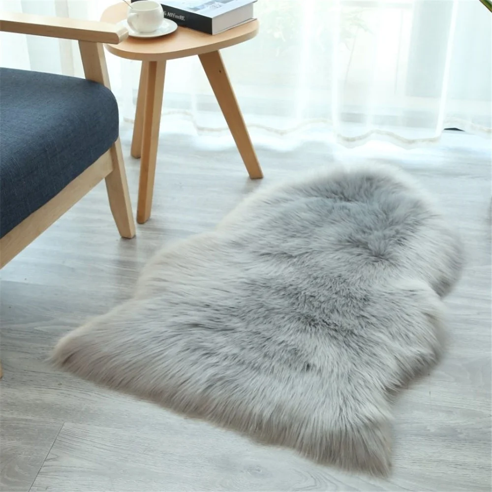 Soft Artificial Sheepskin Rugs Animal Shape Fur Floor Mats Faux Wool Carpets For Living Room Carpet
