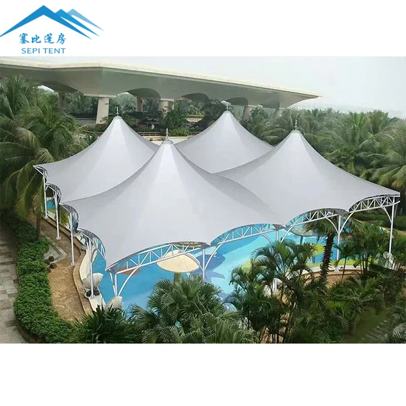 High Quality PVDF Cover Roof Stretch Outdoor Swimming Pool Tent Waterproof Tensile Membrane Structure
