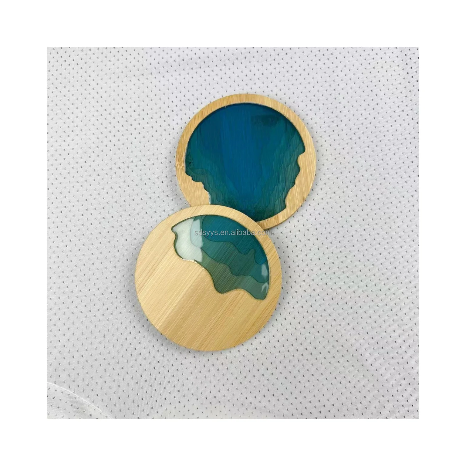 Set of 6 ocean wave wooden coasters for drinks epoxy resin wooden coasters for table accessories laser engraving blanks