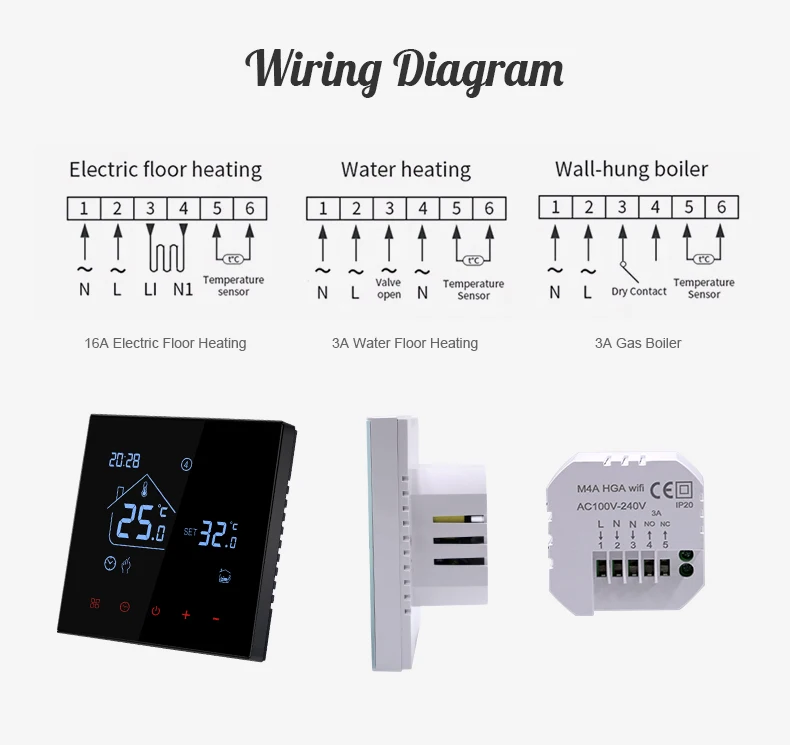 Bandary wireless RF thermostat underfloor heating temperature controller electronic digital home alexa thermostat intelligent