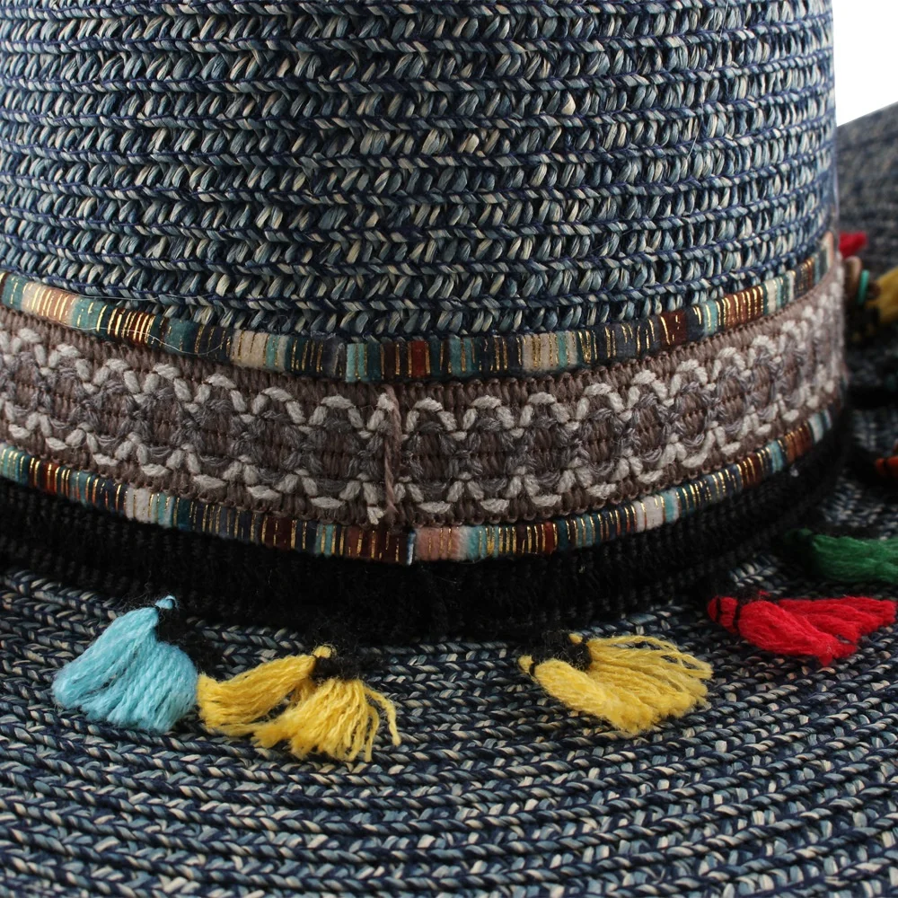 Foreign Trade New Western Cowboy Hat Spring And Summer Outdoor Tourism Beach Hat Handmade Woven Large Eaves Sun Visor Hat