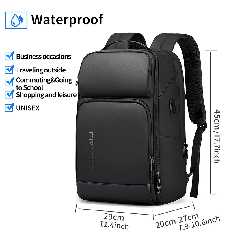 Custom logo smart backpack large USB bulk school backpack for men waterproof travel and business E
