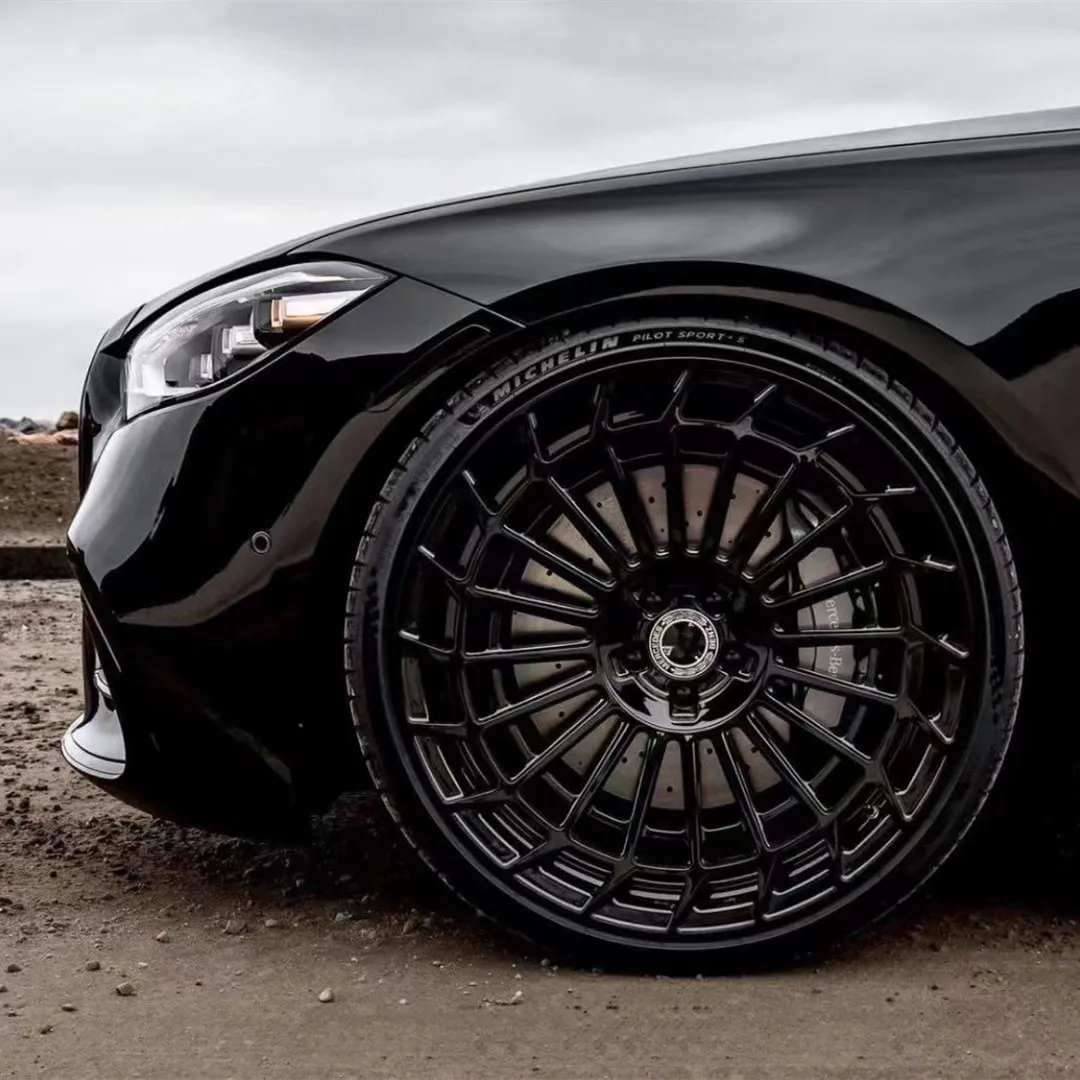 Custom made matt black 18 19 20 21 22 23 24 inch 5*112 5*130 forged passenger car wheels rims for Mercedes-Benz AMG C63 C63s S63