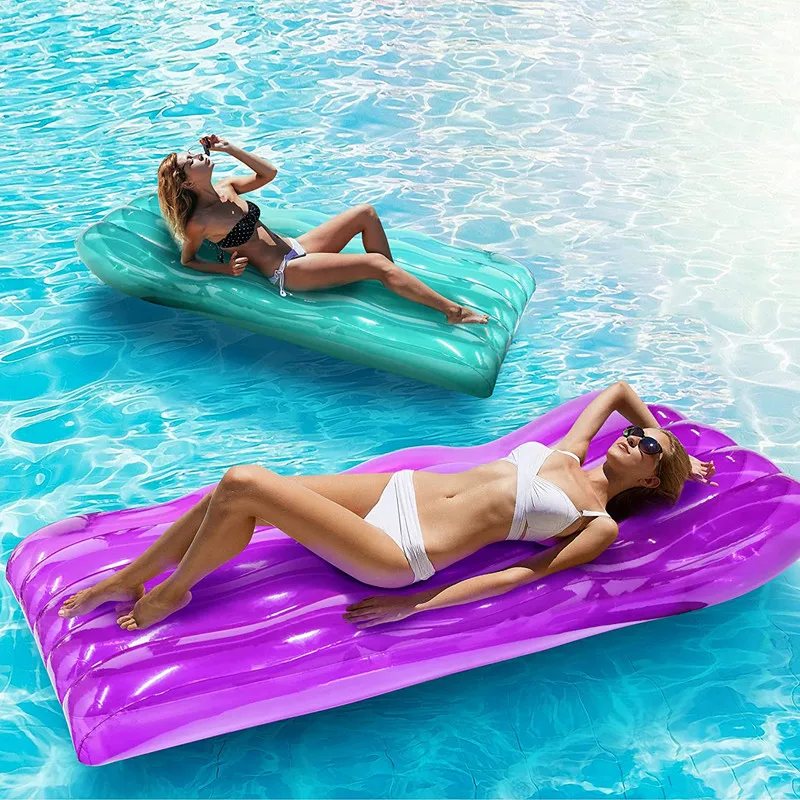 Inflatable Pool Float Lounge Raft, Swimming Pool Floating Air Bed Mattress for Summer Parties