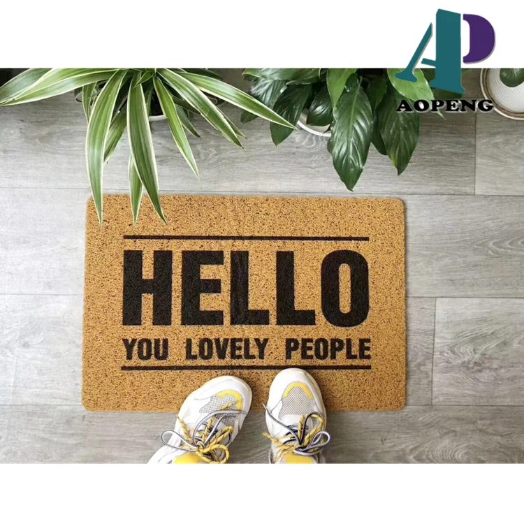PVC Coco Coir Doormat with Heavy-duty Front Welcome Entrance Door Mats High Traffic Areas Shoe Rugs for Indoor Outdoor Adult