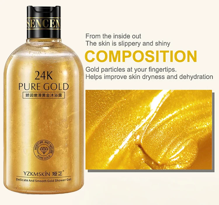 OEM OEM Private Label Natural Shower Gel Organic Anti-aging Moistrize Skin Smooth Whitening Shower Gel 24k Body Wash