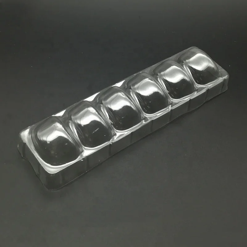 6 Holes Plastic Blister Macaron Insert Tray Transparent Custom-made Strong Corrugated Carton Box for Macaron Packaging Clear PET
