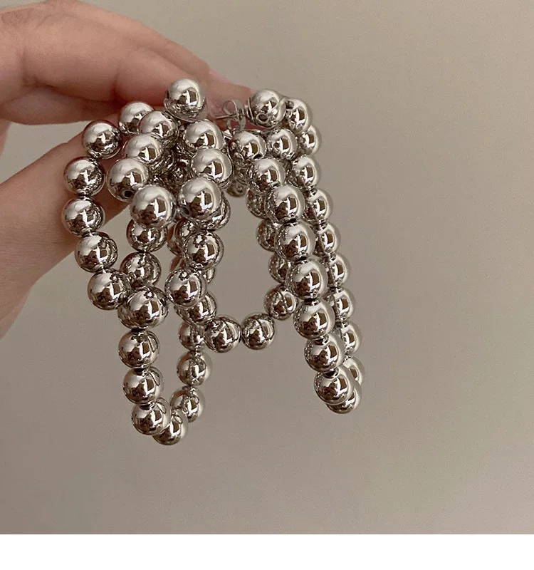 2023 New Arrival Fashion Jewelry Silver Beaded Handwoven Earrings for Women Design CCB Handmade Silver Drop Earrings