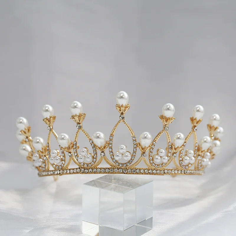 2024 Handmade Bridal Headdress Flower Hair Tiara Wedding Hair Accessories Golden Hair Jewelry Star Princess Crown For Women