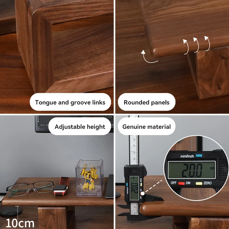 Joypro Walnut Wood Laptop Stands Riser Wooden Adjustable Computer Monitor Holder Desk Organization Ergonomic Wood Monitor Stand