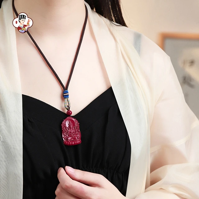 Fashion Jewelry Sets Chinese Style Amulet Guardian Deity Bodhisattva Buddha Pendant For Purple Gem Necklace Couple