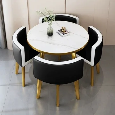 Convertible Family Restaurant Furniture Set 1 Table and 4 Chairs for Apartment or Hotel Lobby Dining Table Set